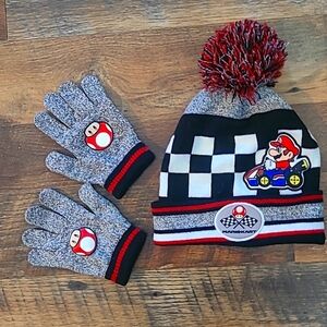 MARIO KART matching hat and gloves